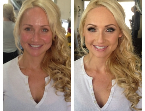 Blonde Before After Makeup Hair