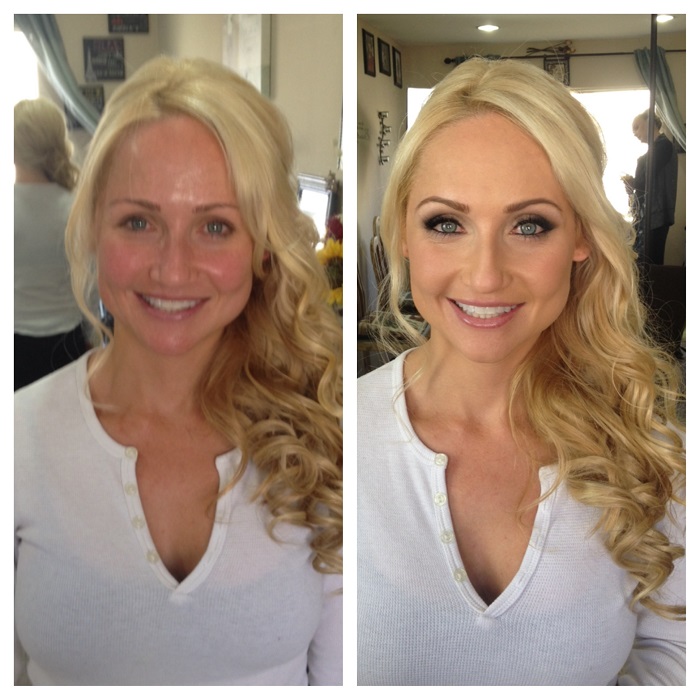 Blonde Before After Makeup Hair