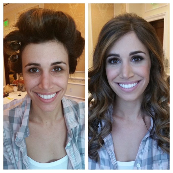 Brunette Before After Makeup and Hair