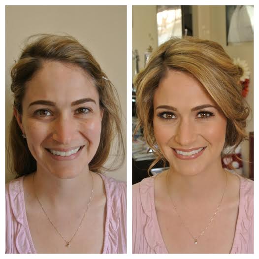 Brunette Before and After Hair and Makeup