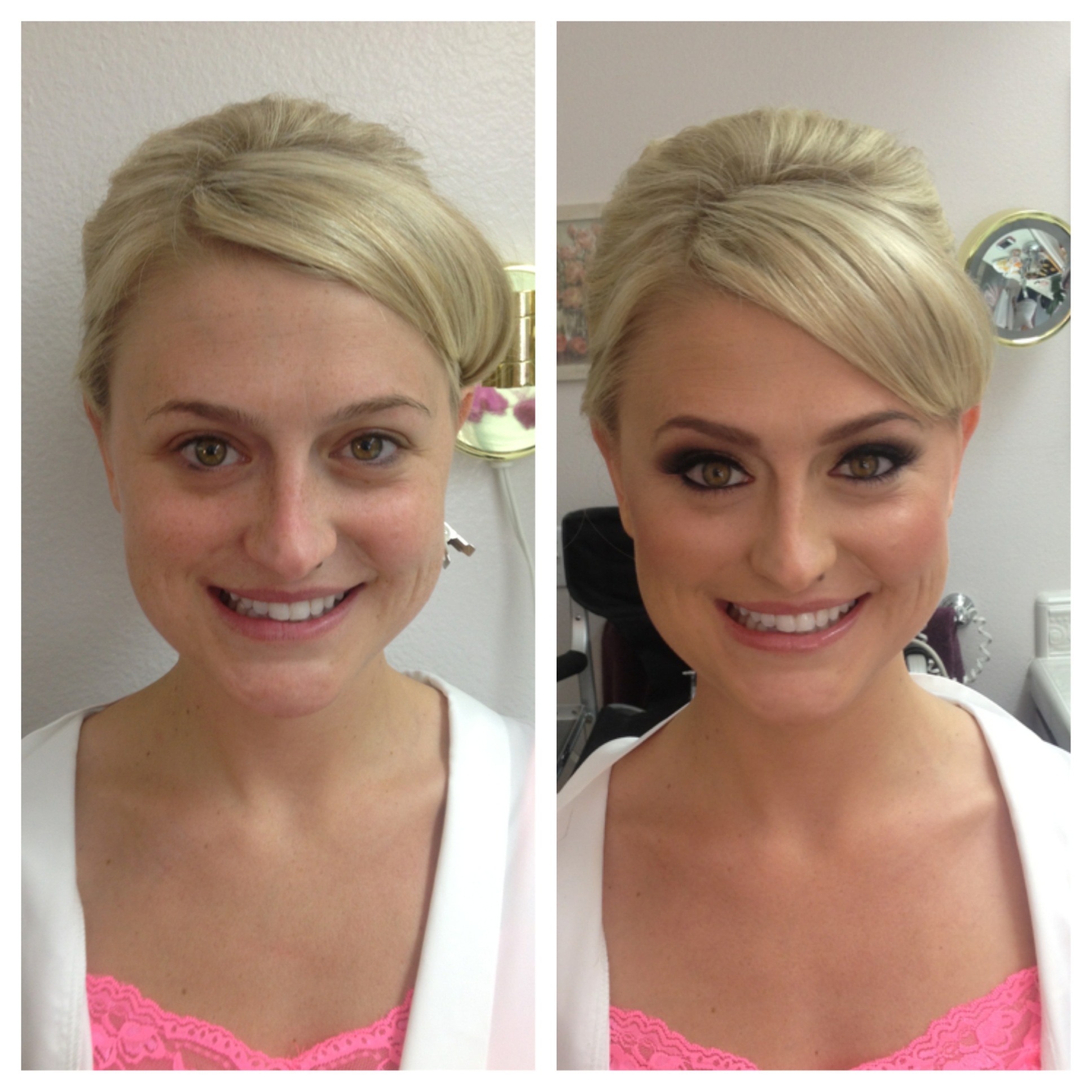 before and after hair and makeup blonde 2